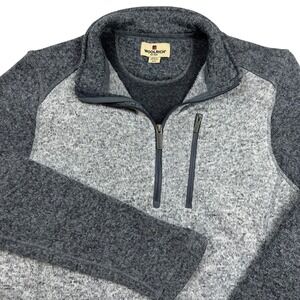 Woolrich Mens Gray Marl Quarter Zip Fleece Lined Pullover Sweater Size Medium